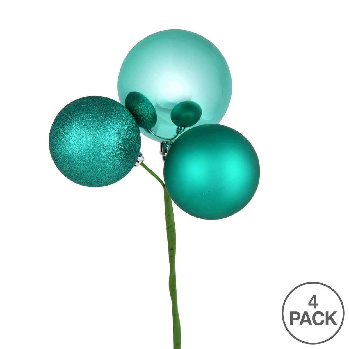 Vickerman 18" Coral Ball Ornament Christmas Pick, 4 per set