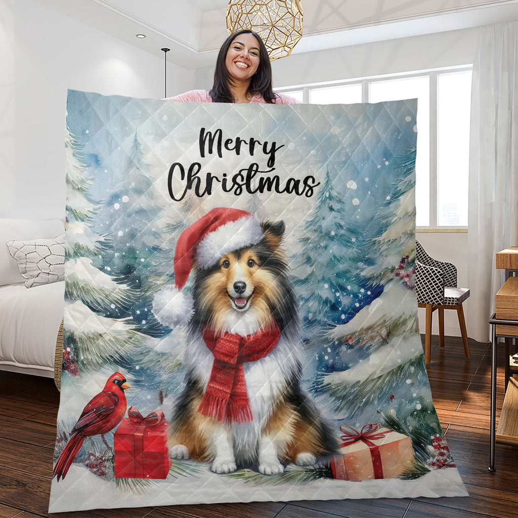 Merry Christmas French Bulldog Enjoys Woofmas Winter Xmas Holiday Quilt Bedding Set Dog Lover Gifts 1 Blanket Bed Cover 2 Pillowcases - 02022
