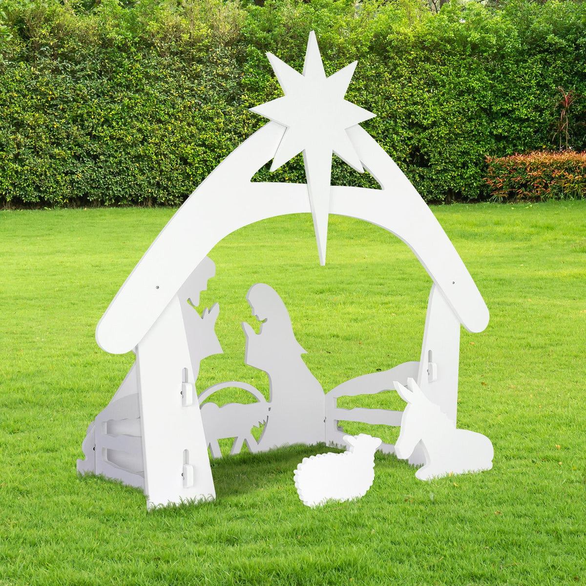 OverPatio Large Holy Family Christmas Decorations Outdoor Nativity Sets for Christmas, Weatherproof Lawn Nativity Scene Yard Display