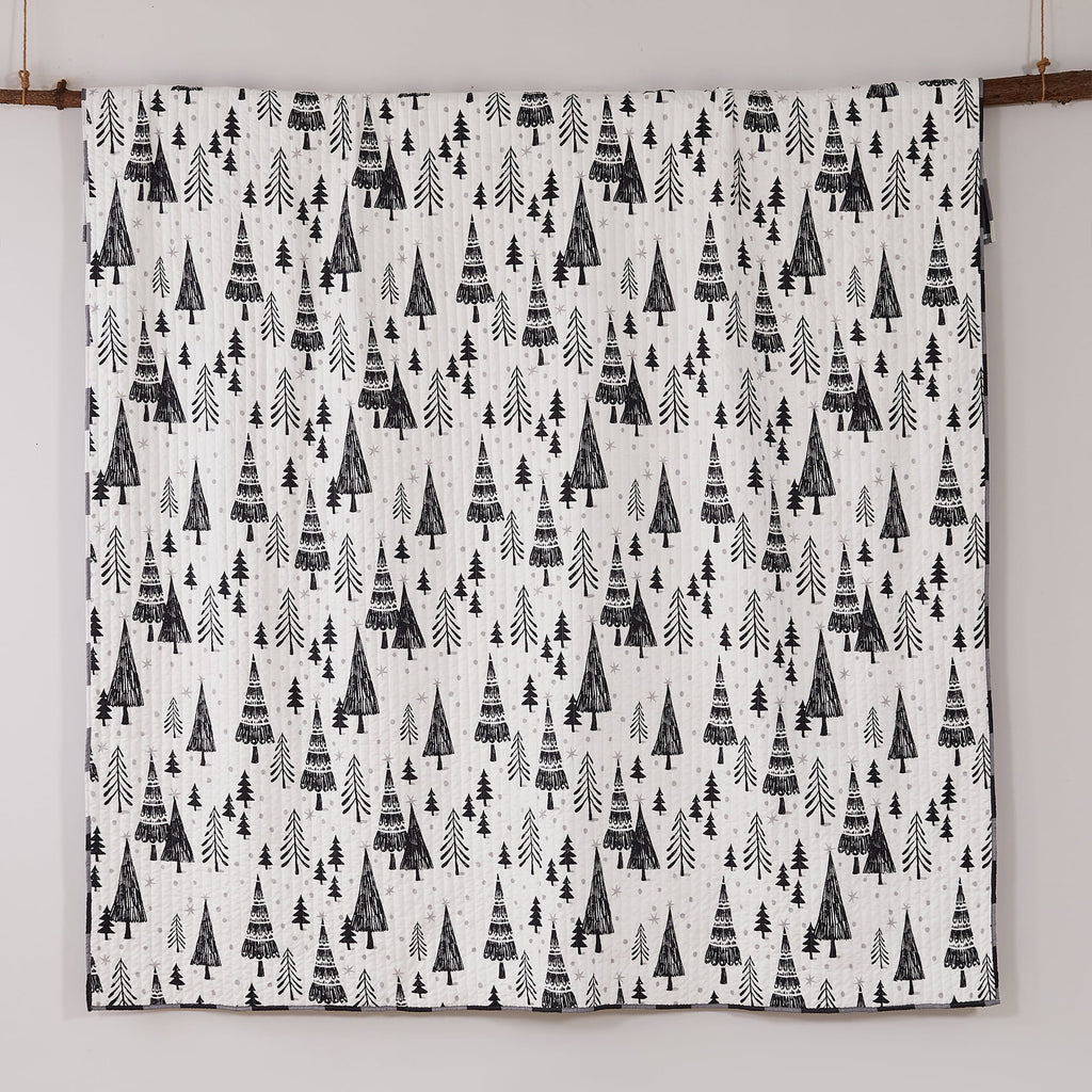 Levtex Home - Northern Star Quilt Set - Full/Queen Quilt + Two Standard Pillow Shams - Christmas Tree - Black and White - Quilt Size (88x92in.) and Pillow Sham Size (26x20in.) - Reversible