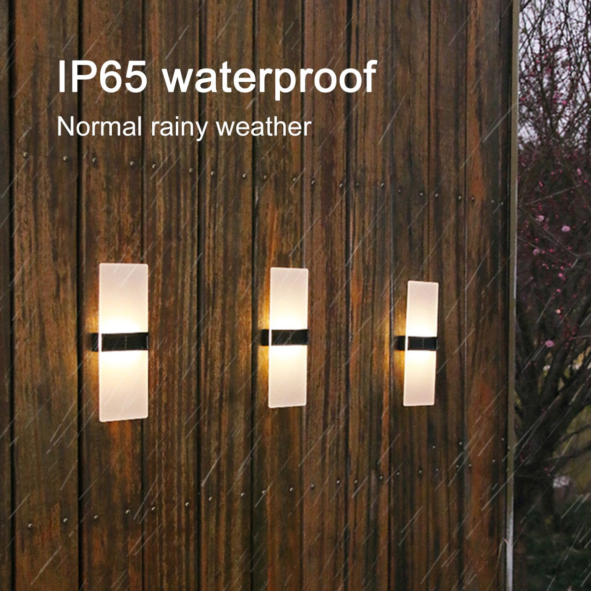 Gnmfd 2 Pack Solar Wall Lights Outdoor, LED IP65 Solar Fence Lights with Auto On/Off, Energy Saving Decorative Garden Lighting for Backyard Garage Pathway Yard Patio