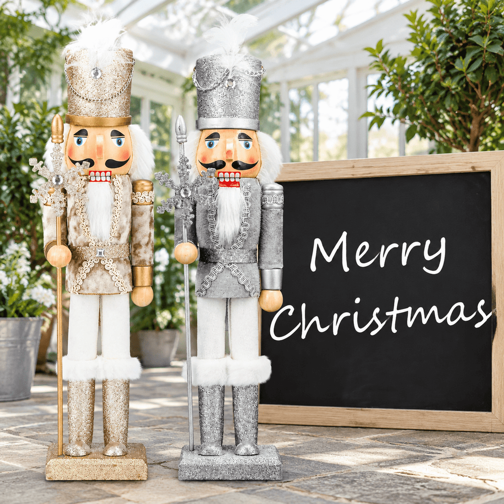 2-Pack Wooden Christmas Nutcracker Ornaments 15 Inch Soldier Figures for Holiday Decor