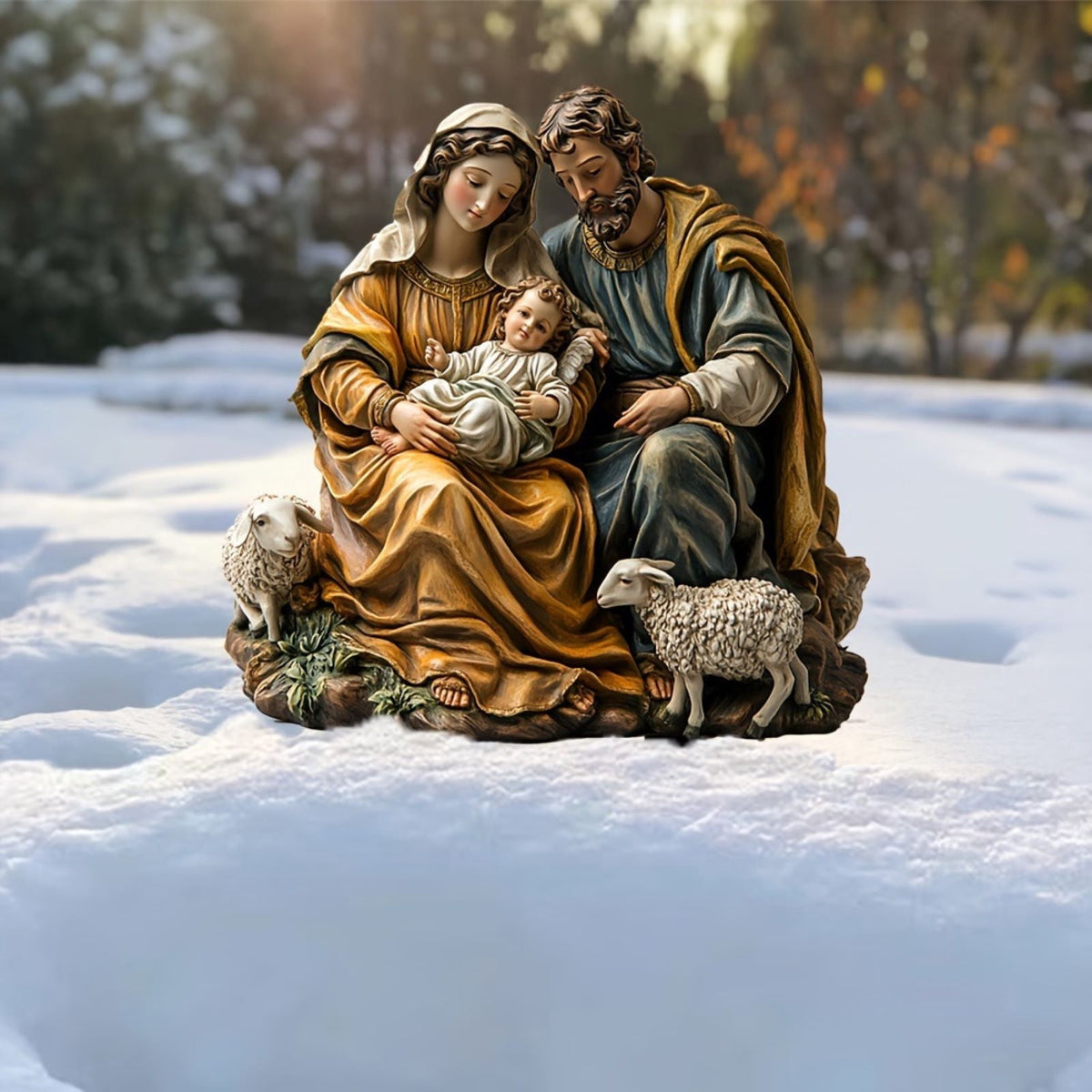 Religious Nativity Scene Set with LED Lights - Handcrafted Biblical Christmas Decor for Home & Garden, Durable Acrylic Indoor Outdoor Holiday Display