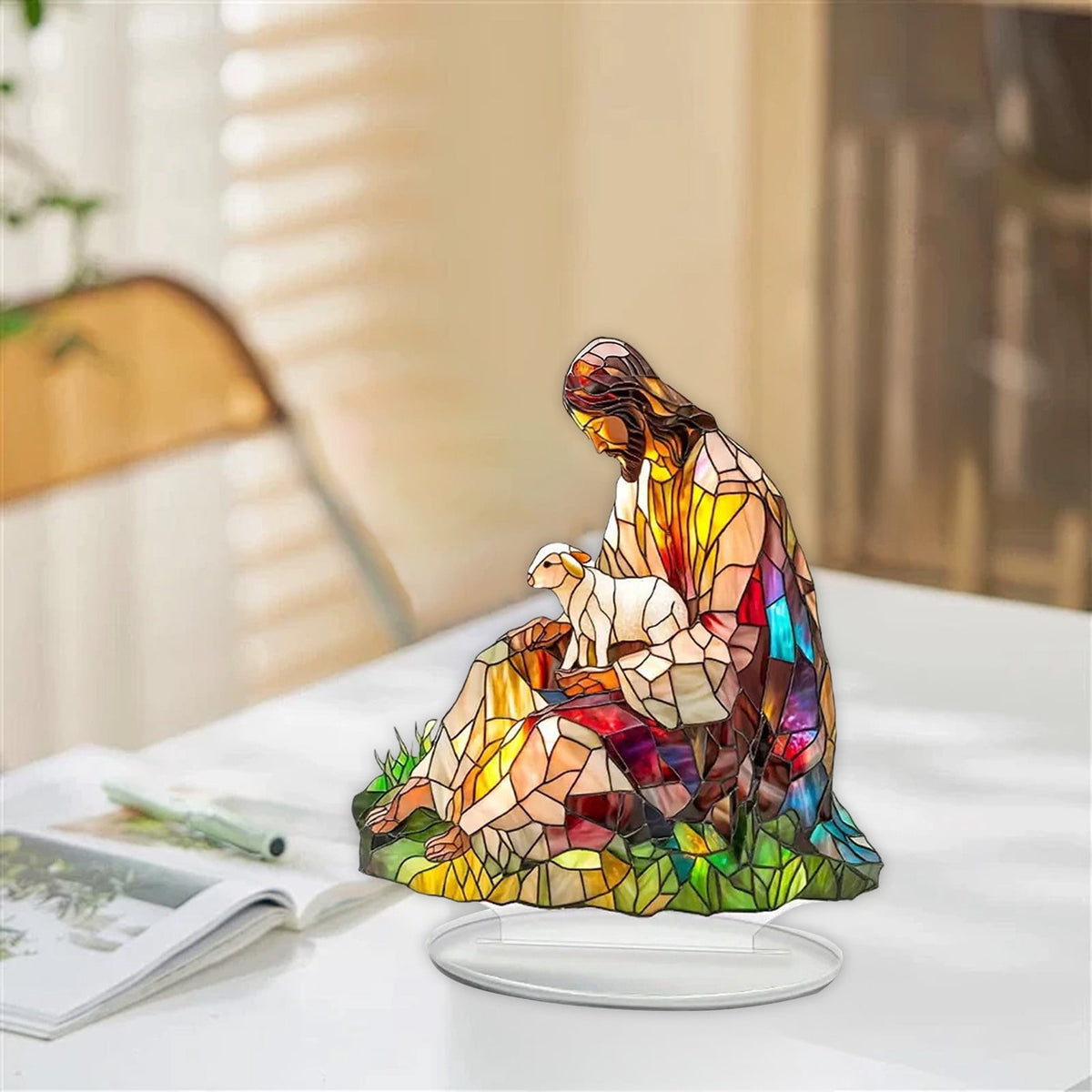 Xuniizn Christmas Ornaments 7x5x3" Acrylic Nativity Scene Standing Decorative, Nativity Sets & Figures Indoor Holiday Party Wedding Christmas Table Decorations, Christmas Decorations for Home