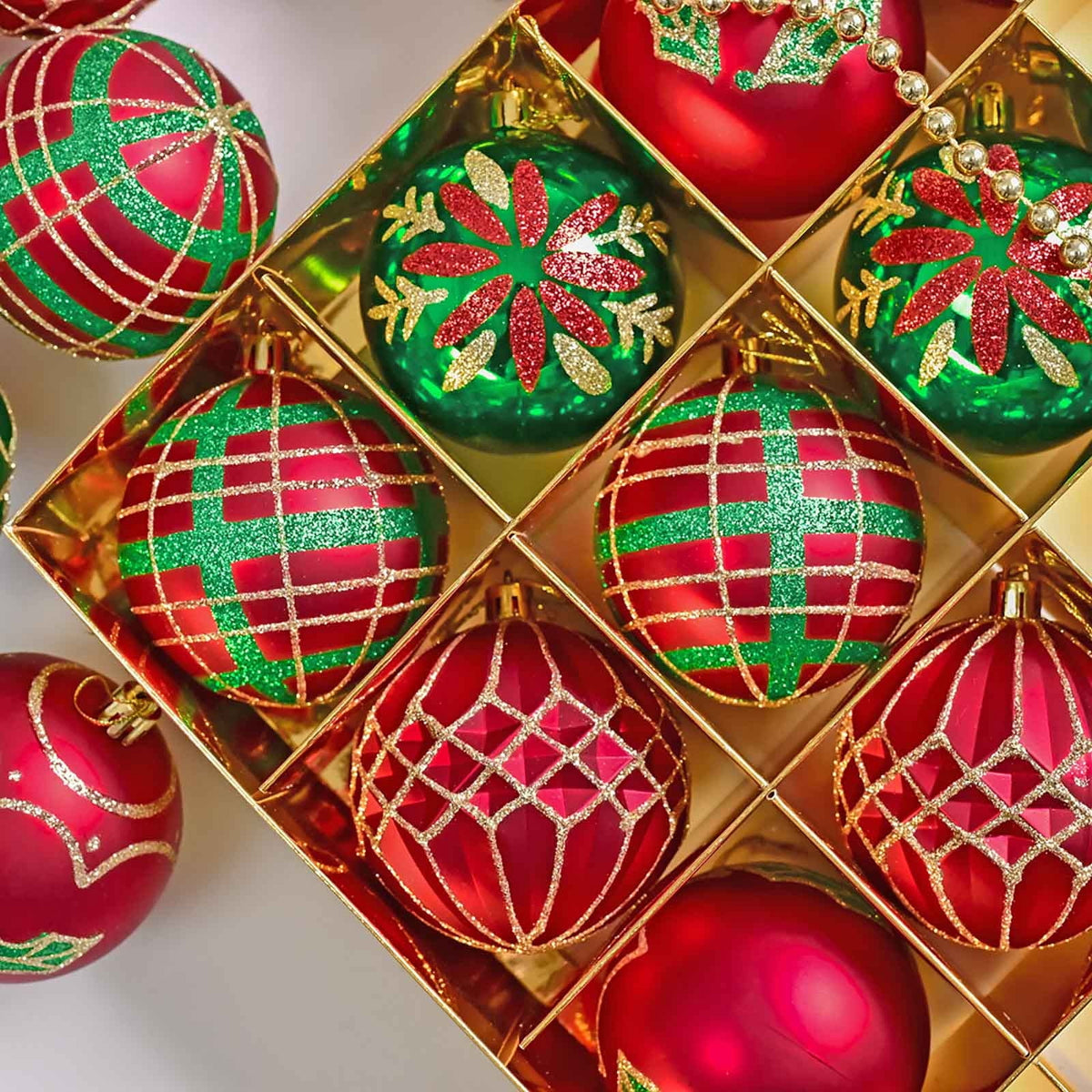 Kbndieu 16 Pcs Christmas Ornaments Ball 3.15" Multicolour Plastic Christmas Tree Decorations Set Shatterproof Hanging Ornaments for Christmas Tree Xmas Holiday Home Decor