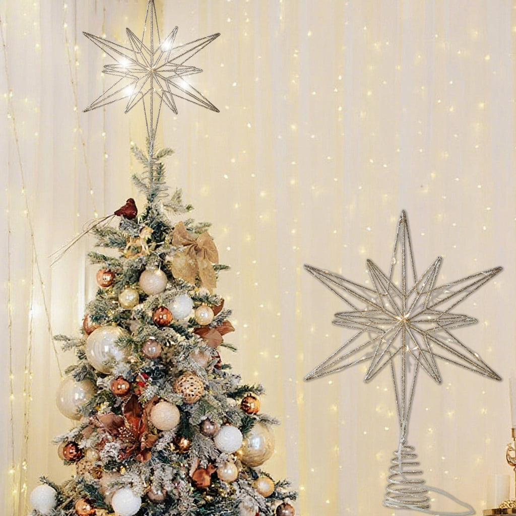 AuroraX Gold Room Lights Glitter Fall Stars Led Christmas Tree Topper Indoor Home Christmas Room Bedroom Decor
