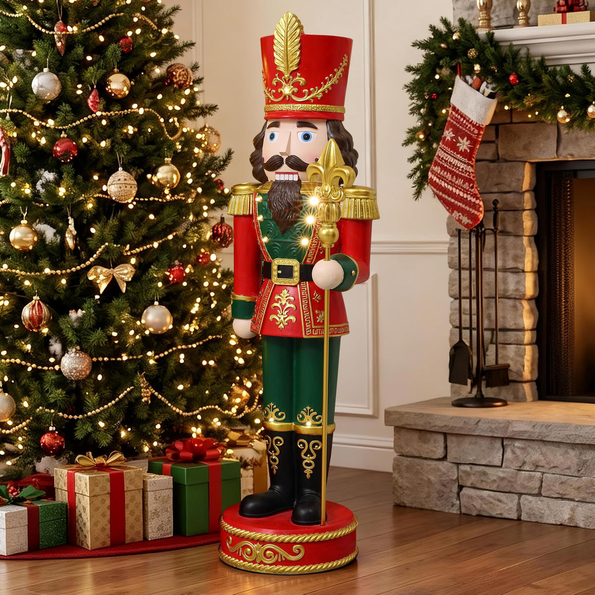 Haven Crest 3.7FT Traditional Nutcracker Soldier in Red with Lights