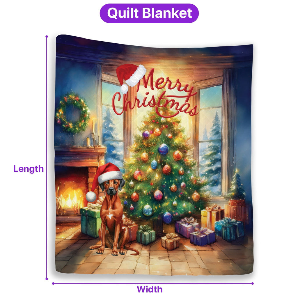 Merry Christmas French Bulldog Santa Hat Xmas Tree Winter Holiday Quilt Bedding Set Dog Lover Gifts 1 Blanket Bed Cover 2 Pillowcases - 01013