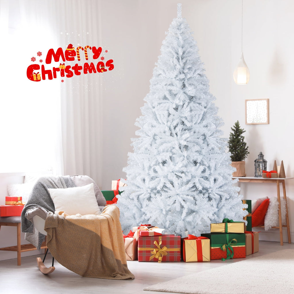 Costway 6 FT Unlit Christmas Tree Hinged with 1000 Branch Tips White