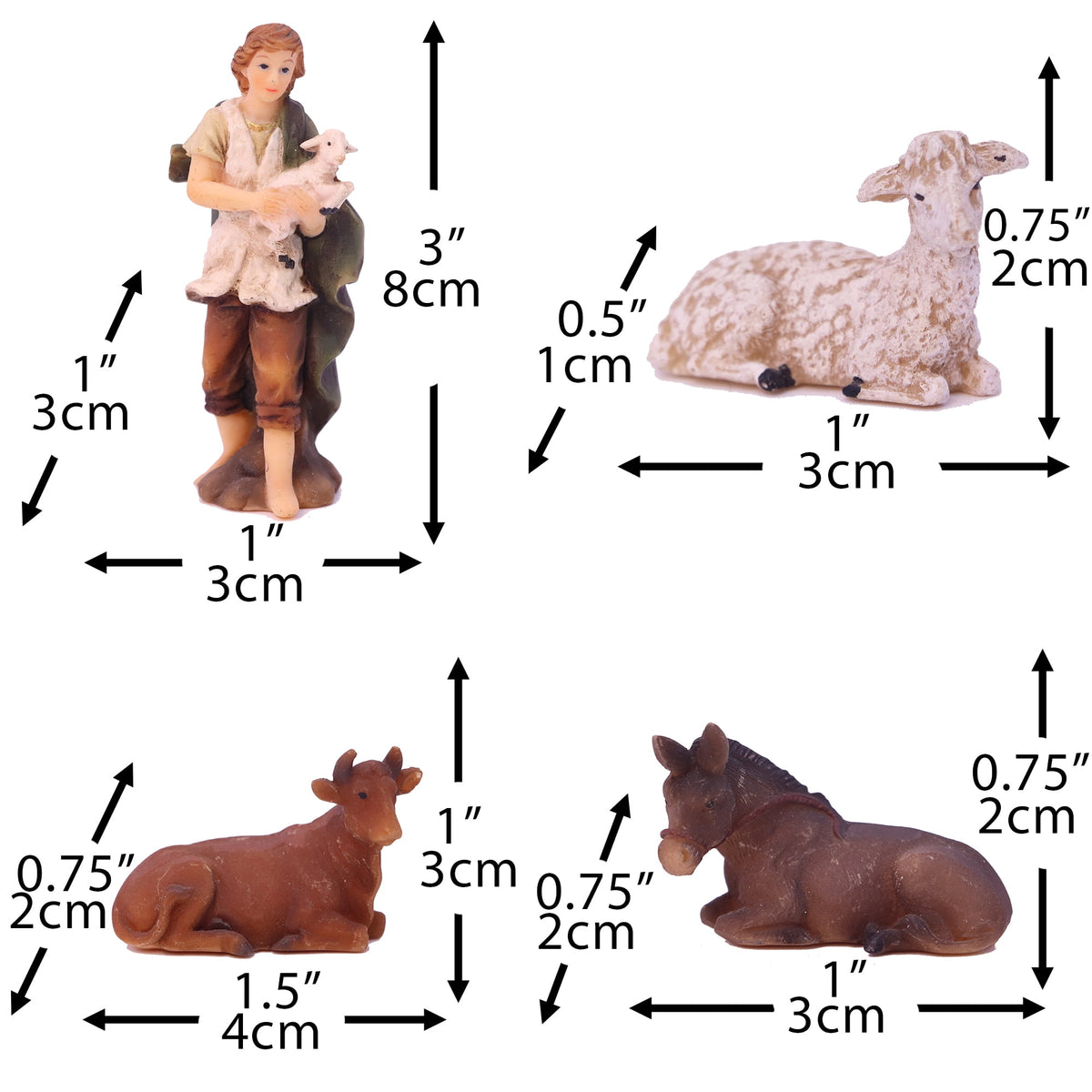 Nativity Set Scene Christmas Ornament Indoor Holiday Decoration Gift 11 Piece 3''mini size