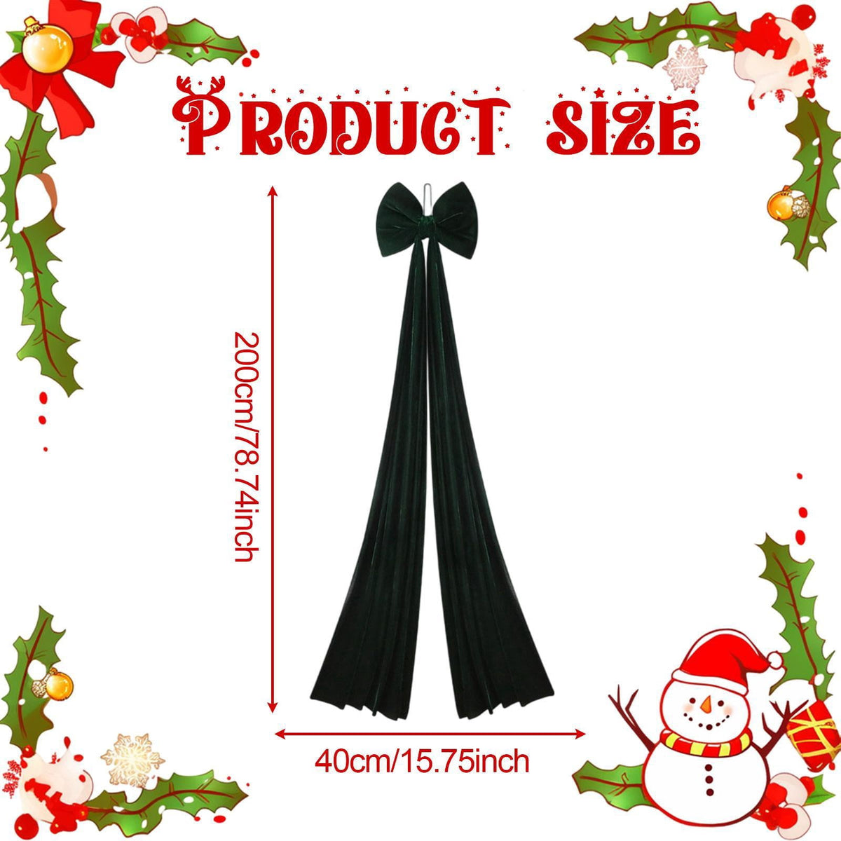 LeeQinersw Large Christmas Bow Christmas Tree Topper Bow Front Door Party Farmhouse Holiday Green