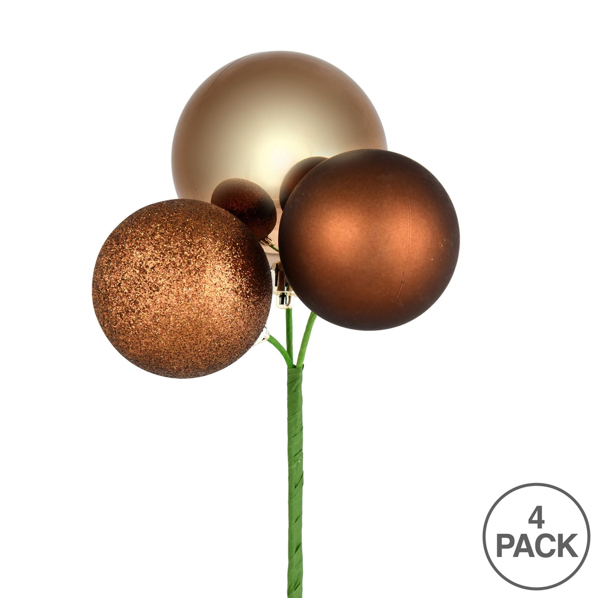 Vickerman 18" Coral Ball Ornament Christmas Pick, 4 per set