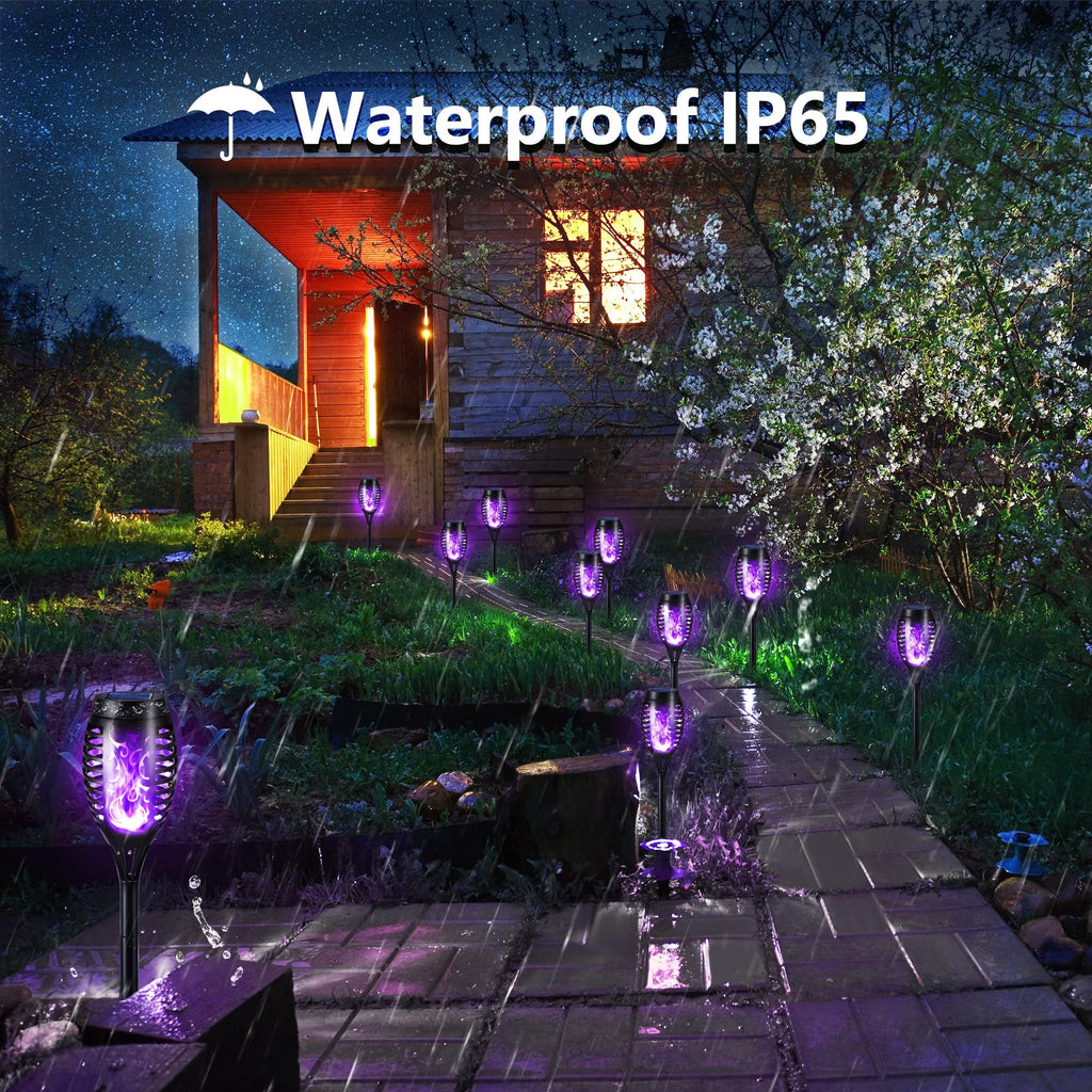 Toodour Outdoor Solar Lights, 6 Pack LED Solar Torch Lights with Flickering Flame, Waterproof Halloween Decoration for Patio Lawn Yard Pathway Garden