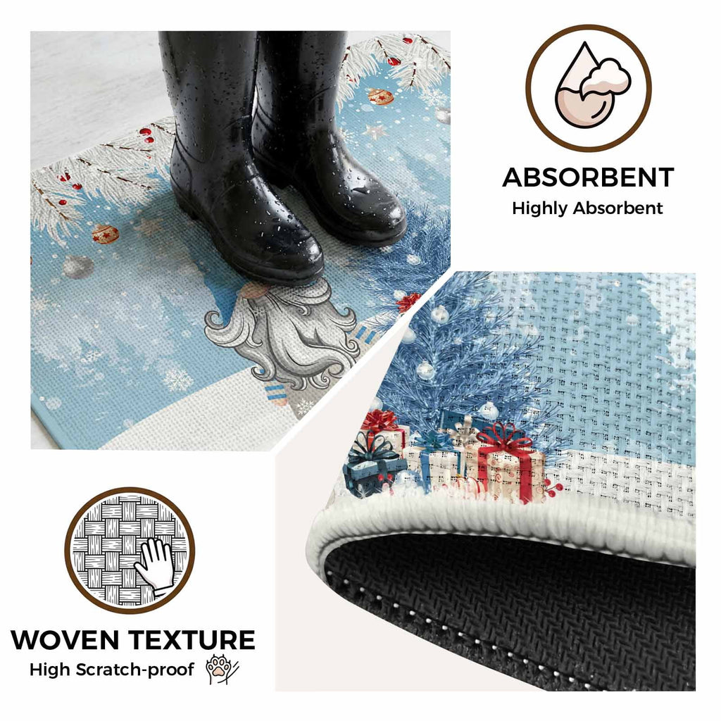 Pink Gnomes Christmas Washable Area Rugs for Living Room Bedroom, Large Non Slip Indoor Floor Carpet Absorbent Xmas Tree Gifts Winter Snowflake Birds Door Mat Rugs for Bathroom Entryway 47.2"x63"