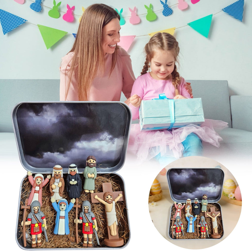 Mini Christmas Nativity Set in Tin Box | Christmas Decor Gift for Family | Portable Pocket Nativity Scene, Christmas Indoor Table Decoration