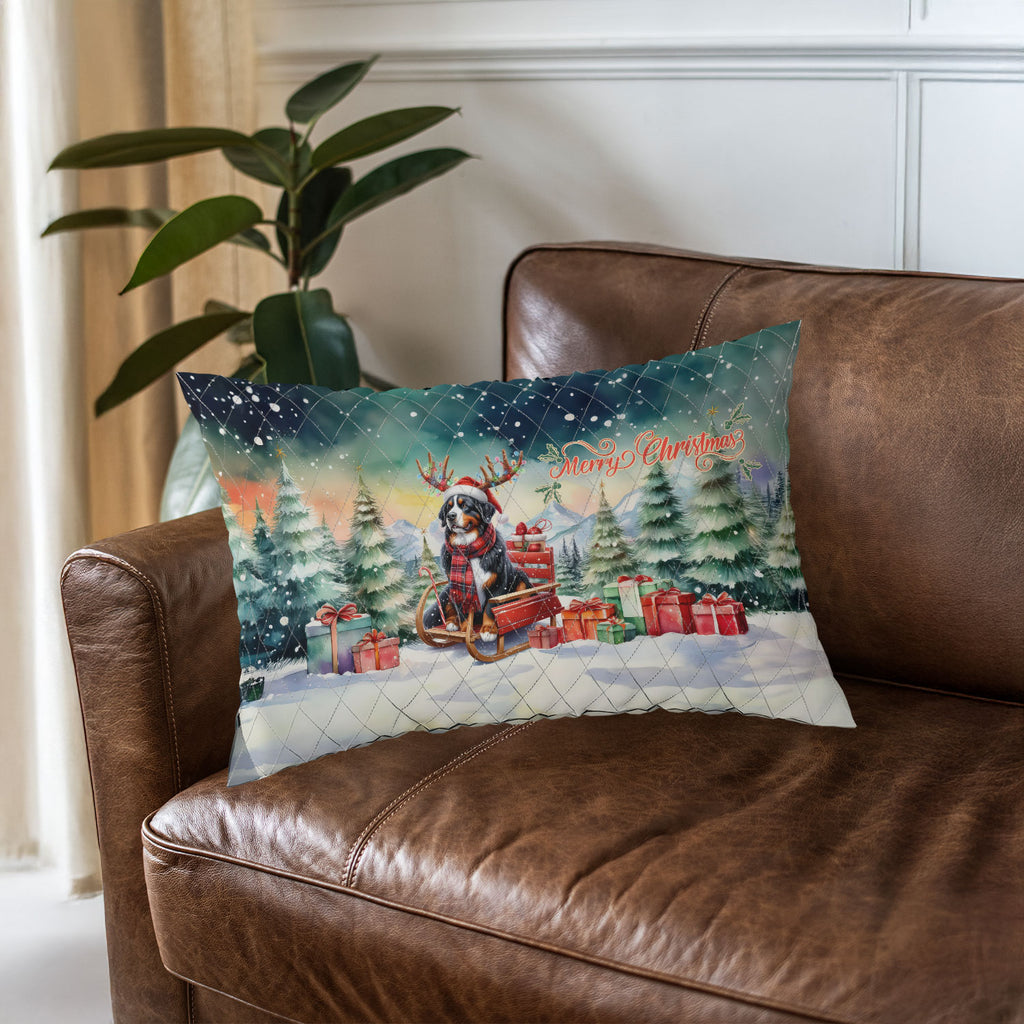 Merry Christmas Santa Reindeer Antlers French Bulldog Sleigh Xmas Winter Holiday Quilt Bedding Set Dog Lover Gifts 1 Blanket Bed Cover 2 Pillowcases - 00023