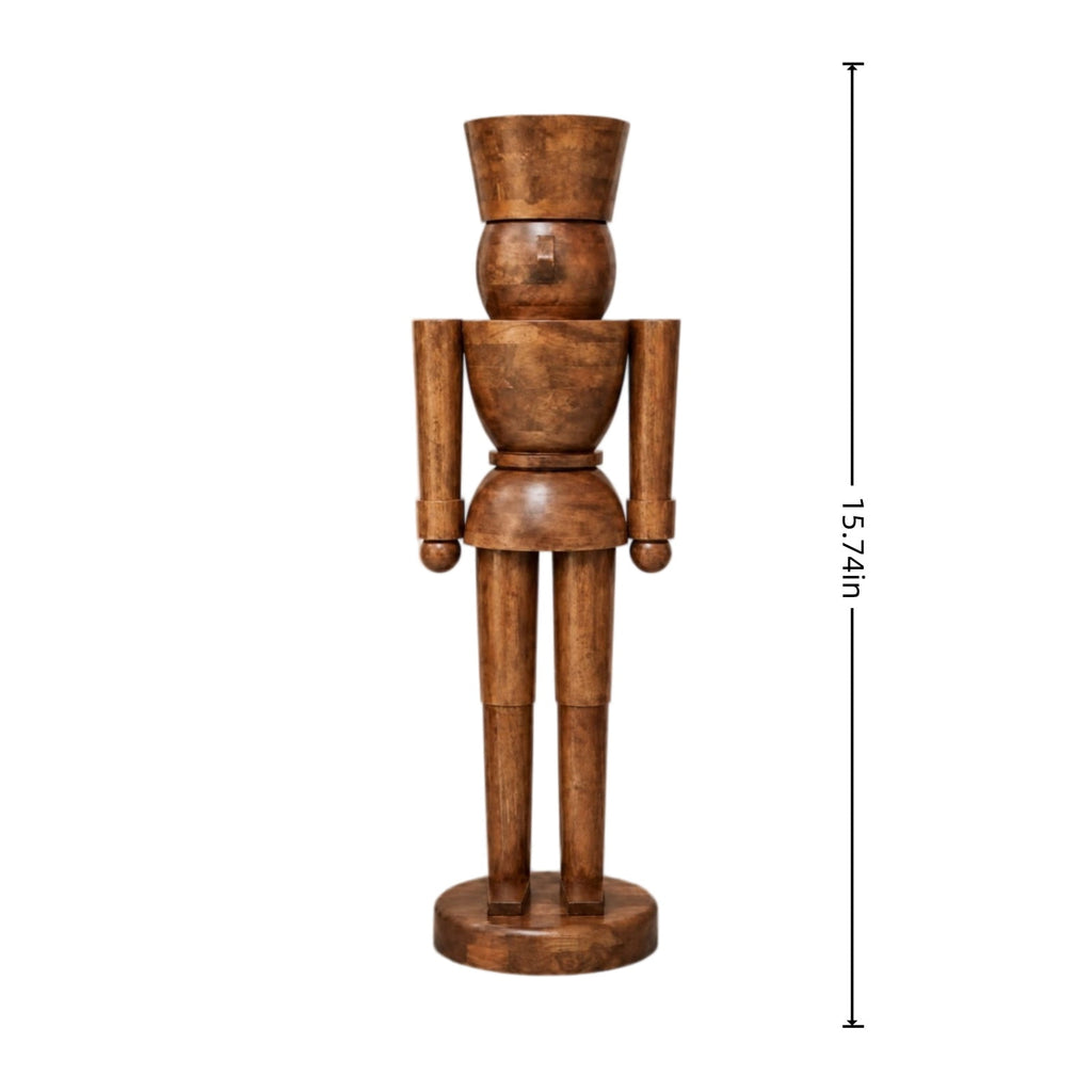 Wood Nutcracker Christmas Decoration, Brown, 36 Inch Drummer Nutcracker Figurine, Large Rustic Floor Standing Christmas Decor for Farmhouse Entryway Mantel Home