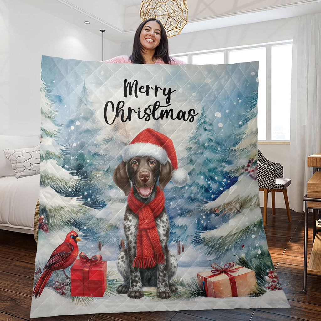 Merry Christmas French Bulldog Enjoys Woofmas Winter Xmas Holiday Quilt Bedding Set Dog Lover Gifts 1 Blanket Bed Cover 2 Pillowcases - 02022