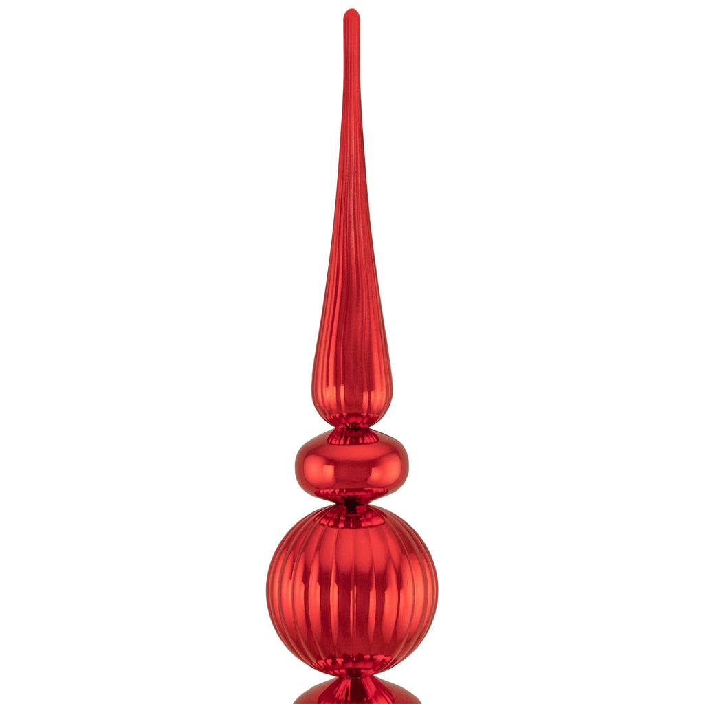 Northlight Shiny Ball Finial Tower Commercial Christmas Decoration - 4.5' - Red