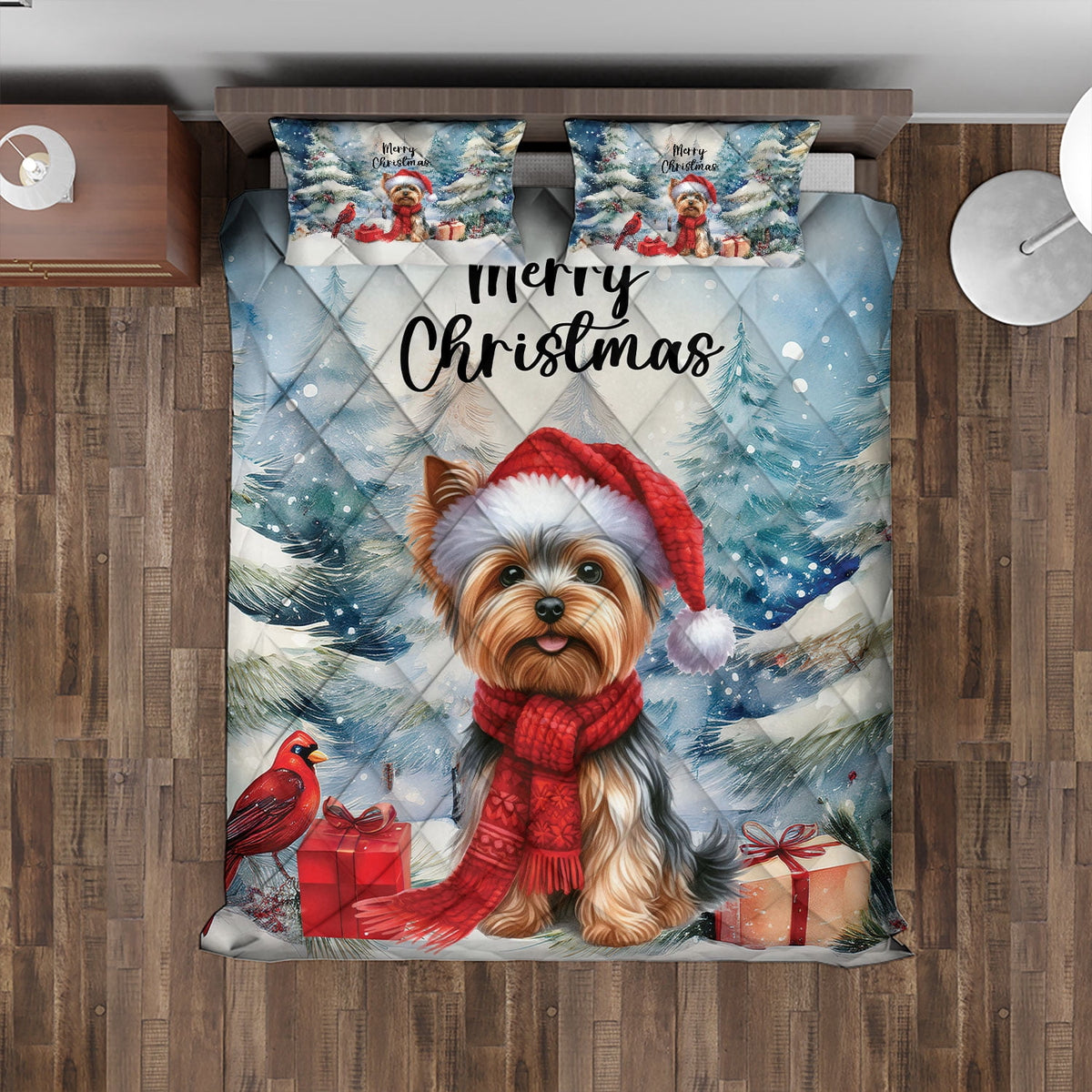 Merry Christmas French Bulldog Enjoys Woofmas Winter Xmas Holiday Quilt Bedding Set Dog Lover Gifts 1 Blanket Bed Cover 2 Pillowcases - 02022