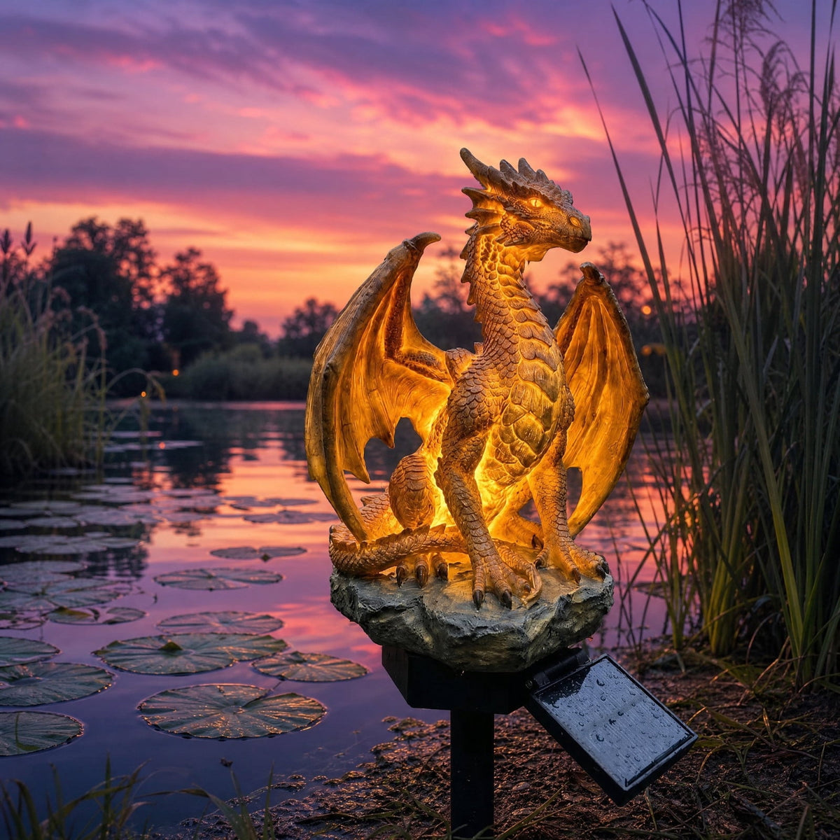 Clearance! Solar Garden Lights, 17 Inch Solar Dragon Stake Light Outdoor Waterproof, Mythical Dragon Statue with LED Glow for Patio Pathway, 1Pack