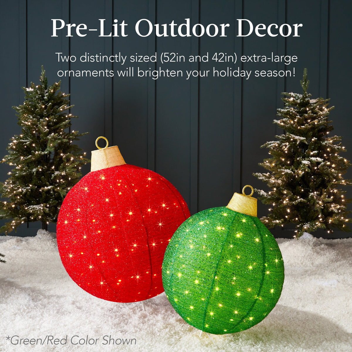 Best Choice Products 2pc Lighted Pop-Up Christmas Ornaments Outdoor Holiday Decoration w/ 220 LED Lights - Red/Green