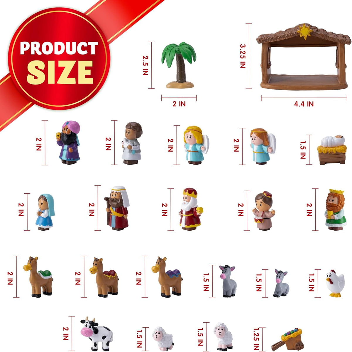 Joyfy Christmas Advent Calendar 2026 Nativity Figurine Set,Christmas Countdown Nativity Scene Set for Kids Boys Girls,24 PCS Nativity Advent Calendar