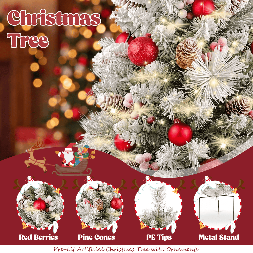 2 Pack 30 inch Prelit Outdoor Christmas Tree, Small Pre-Decorated Green Xmas Tree with Cones & Red Berries, 30 Warm Lights, Urn Filler Holiday Decor for Entrance Driveway, Yard, Garden