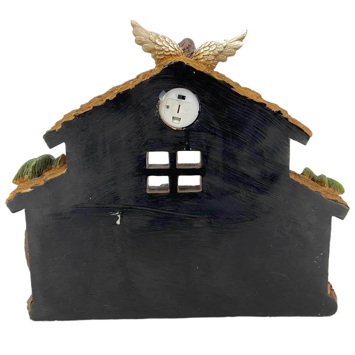 Gerson 2604470 Battery Operated Lighted Resin Nativity Stable with Figurines 12.4" L