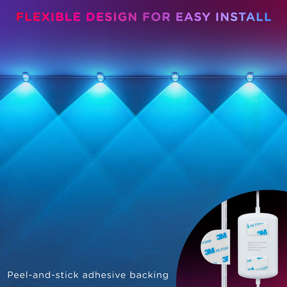 Enbrighten Spectrum Indoor 8ft LED Wall Lights RGBWIC Color Changing String Downlights