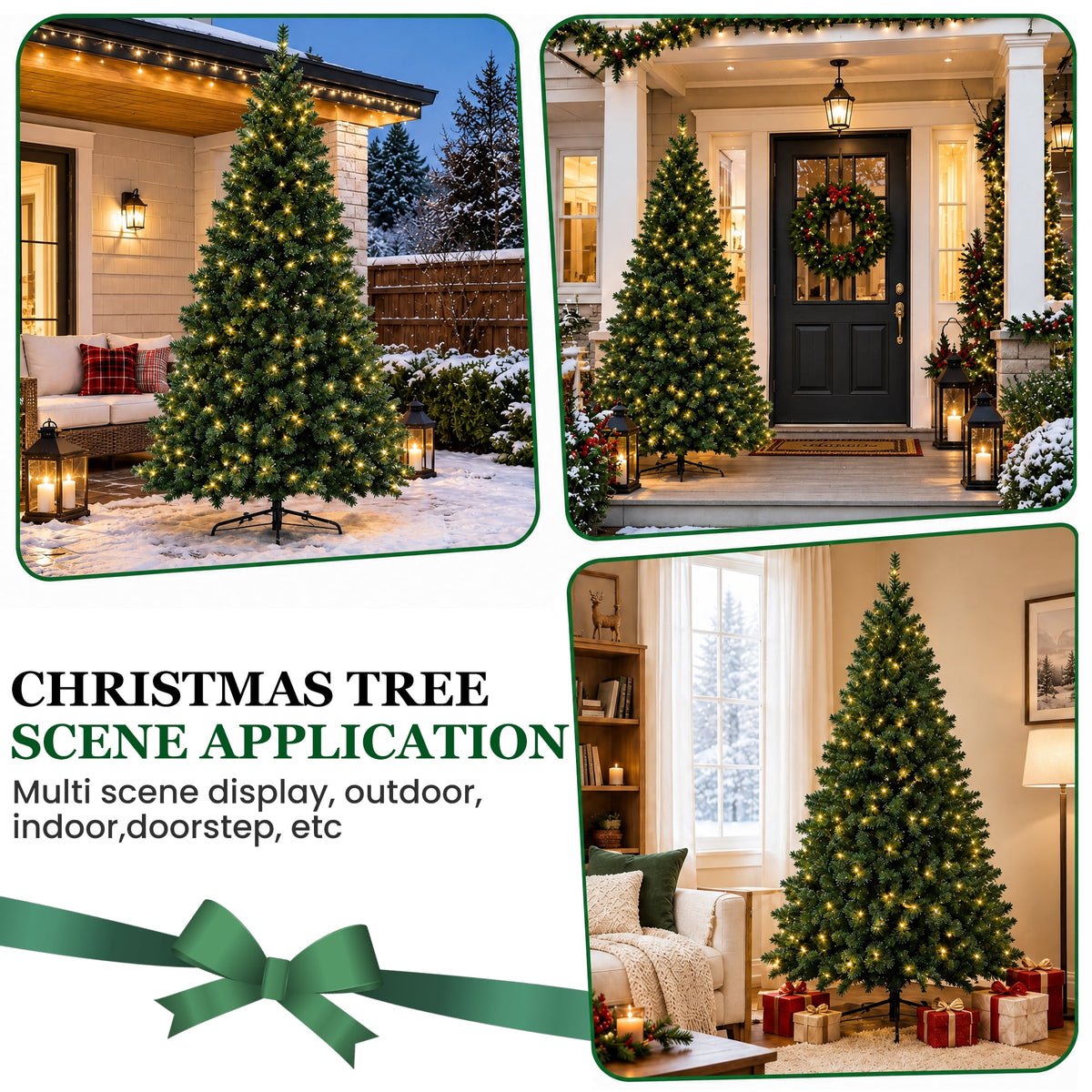 DAYBETTER 8ft Artificial Christmas Tree, 500 Warm White Lights & 1335 Branch Tips, Includes Metal Stand, Indoor/Outdoor Xmas Holiday Decor