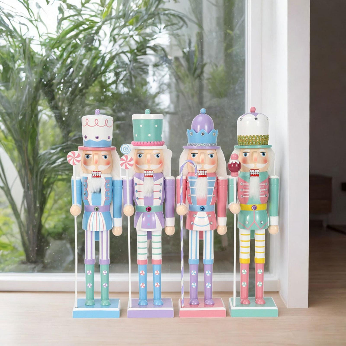 balikha 4 Pack Christmas Nutcracker Ornaments Puppet Desktop Wooden Nutcracker Doll Nutcracker Figures for Office Home Decor Festival Xmas Gifts, Multicolor M