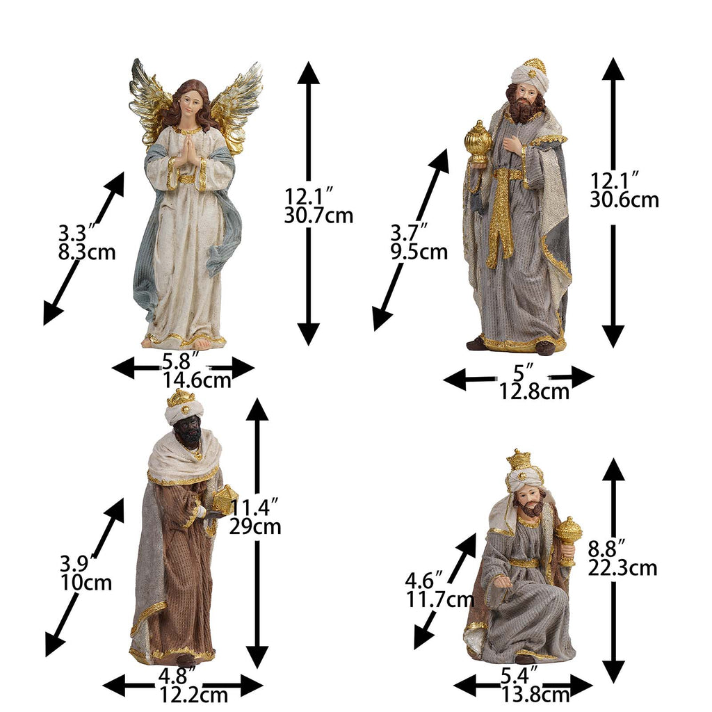 Nativity Set Christmas Indoor 12 inch 12 Pcs Scene Statue Figurines Jesus Manger Crib Gift Catholic Religious Decor