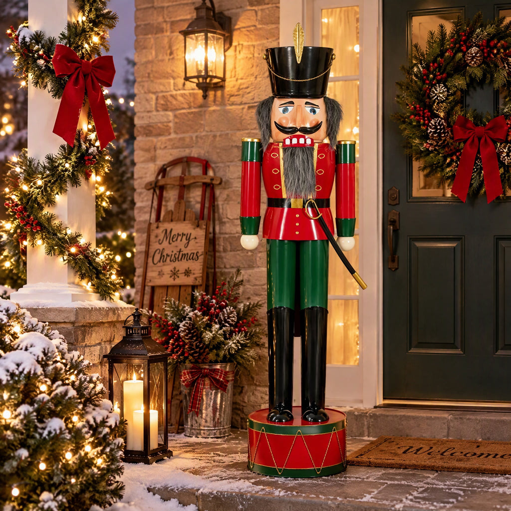IRONHALL Holiday Classic Iron Nutcracker Decor, Christmas Metal Nutcracker Figurine, Indoor Tabletop Xmas Ornament for Festive Home Decor