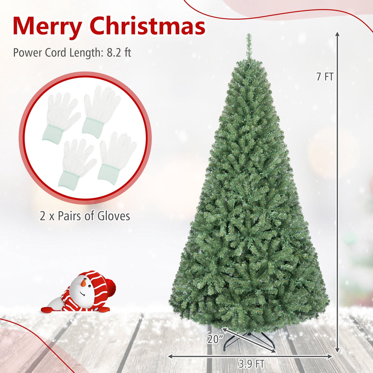 Costway 4 FT Pre-Lit Artificial Christmas Tree with 296 Dense Branch Tips, 100 LED Lights