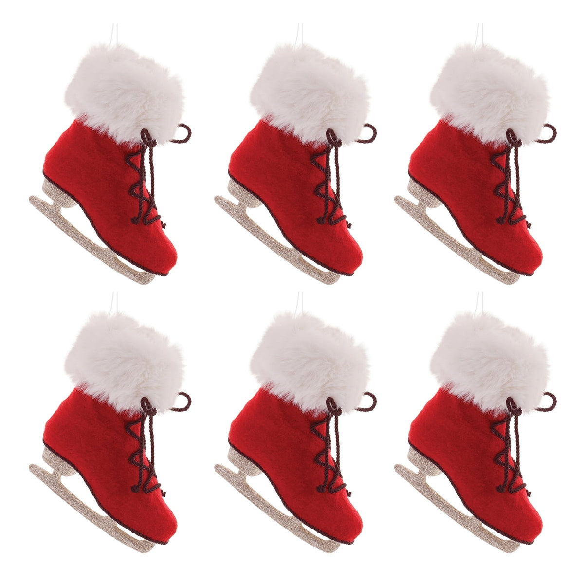 Melrose Fluffy Ice Skate Ornament Set of 6