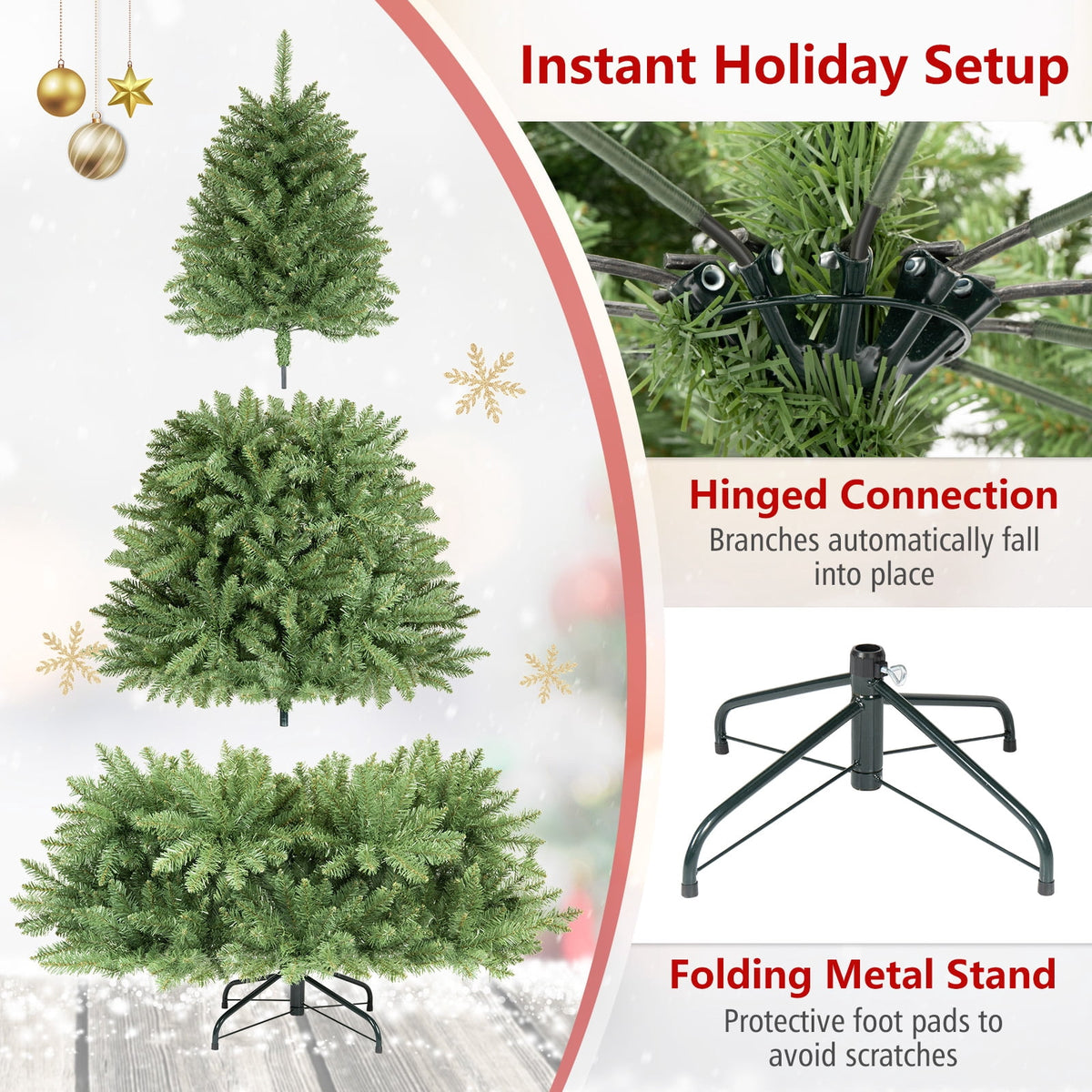 Costway 4 ft Artificial Christmas Tree with 559 Lush PVC Branch Tips & Folding Metal Stand