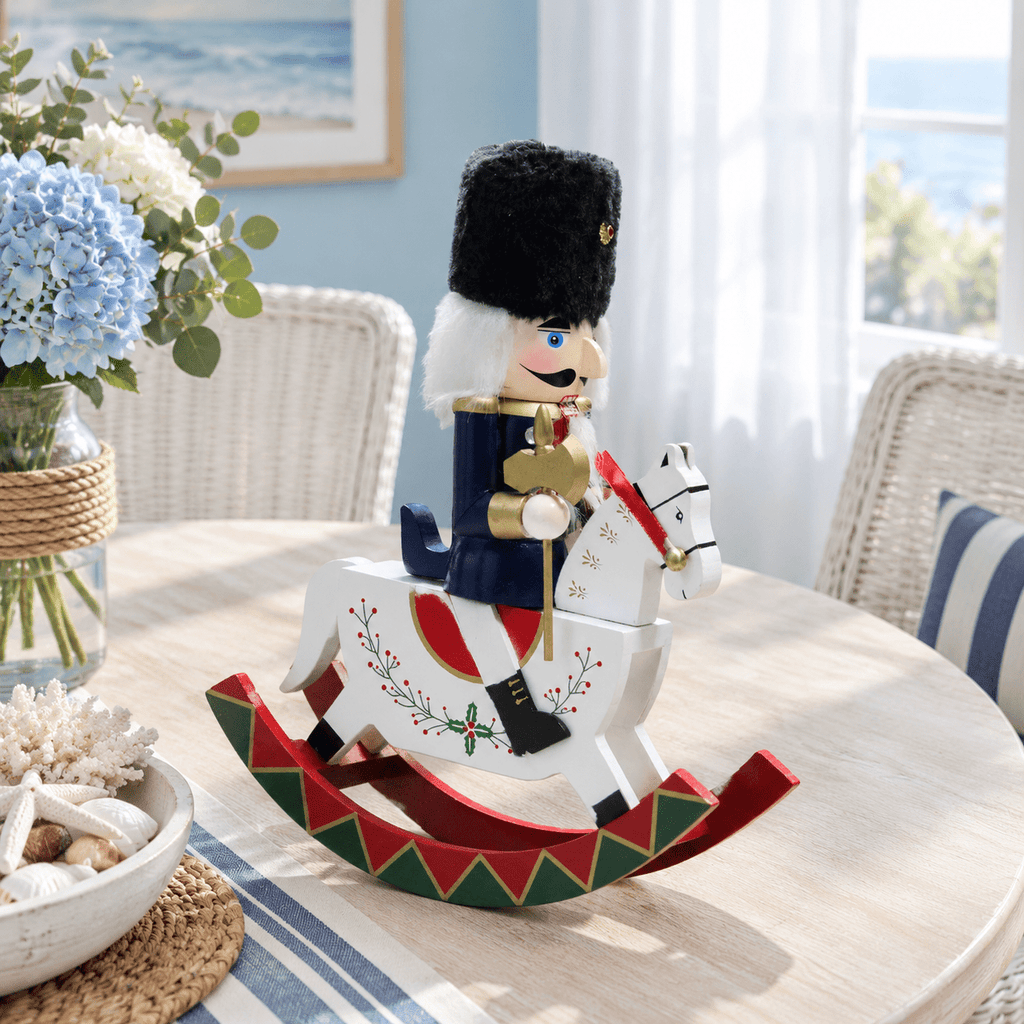 Gingerbread Wooden Nutcracker Rocking Horse Soldier Figurine Indoor Christmas Decor