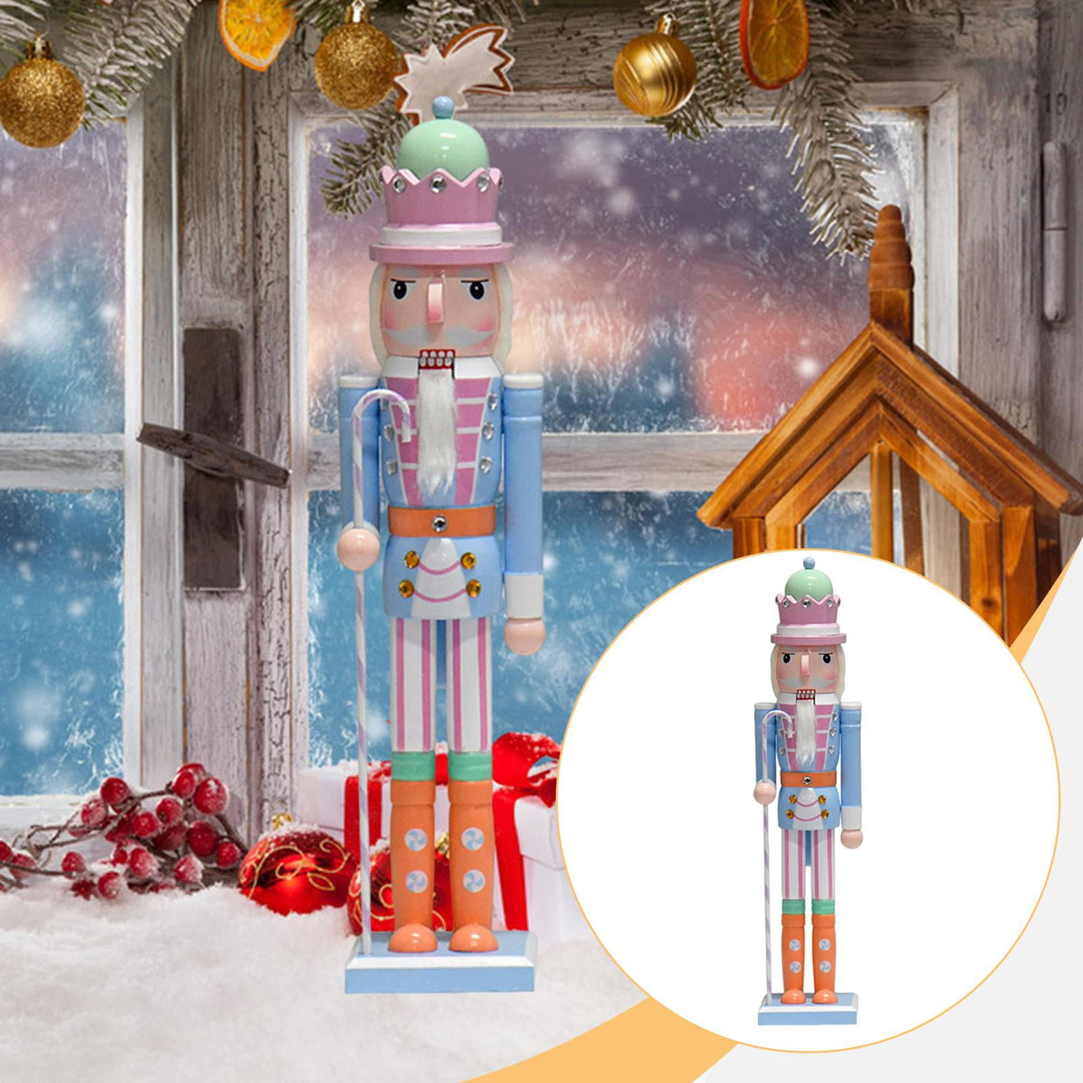 balikha Nutcracker Figurine, Wooden Decorative Object, Table Ornament, Christmas Figurine, Gift for Collectors, Living Room, Office, Bedroom, Christmas Atmosp Style A