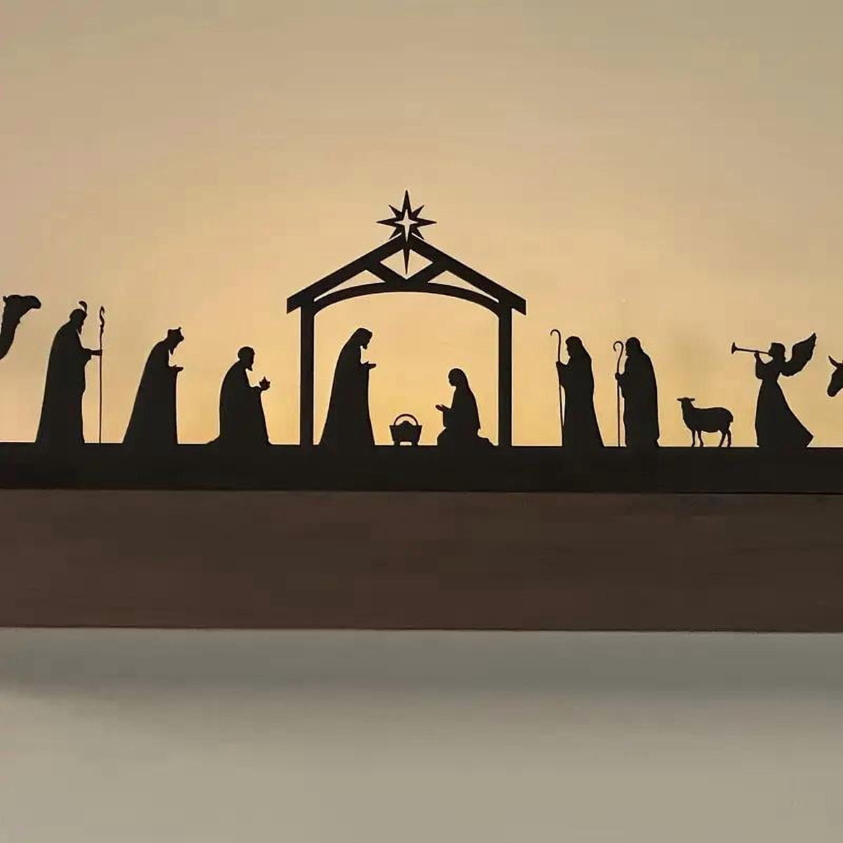 FVDPWYE Baby Jesus Manger Ornament Decor Collection Iron Desk Figurine Novelty Manger Scene Jesus Nativity Scene for Home Living Room L