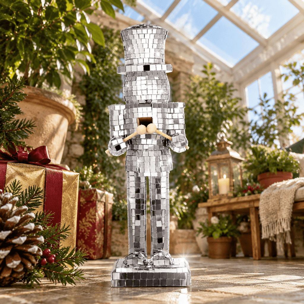 10 Inch Mirrored Wooden Soldier Nutcracker Christmas Decoration