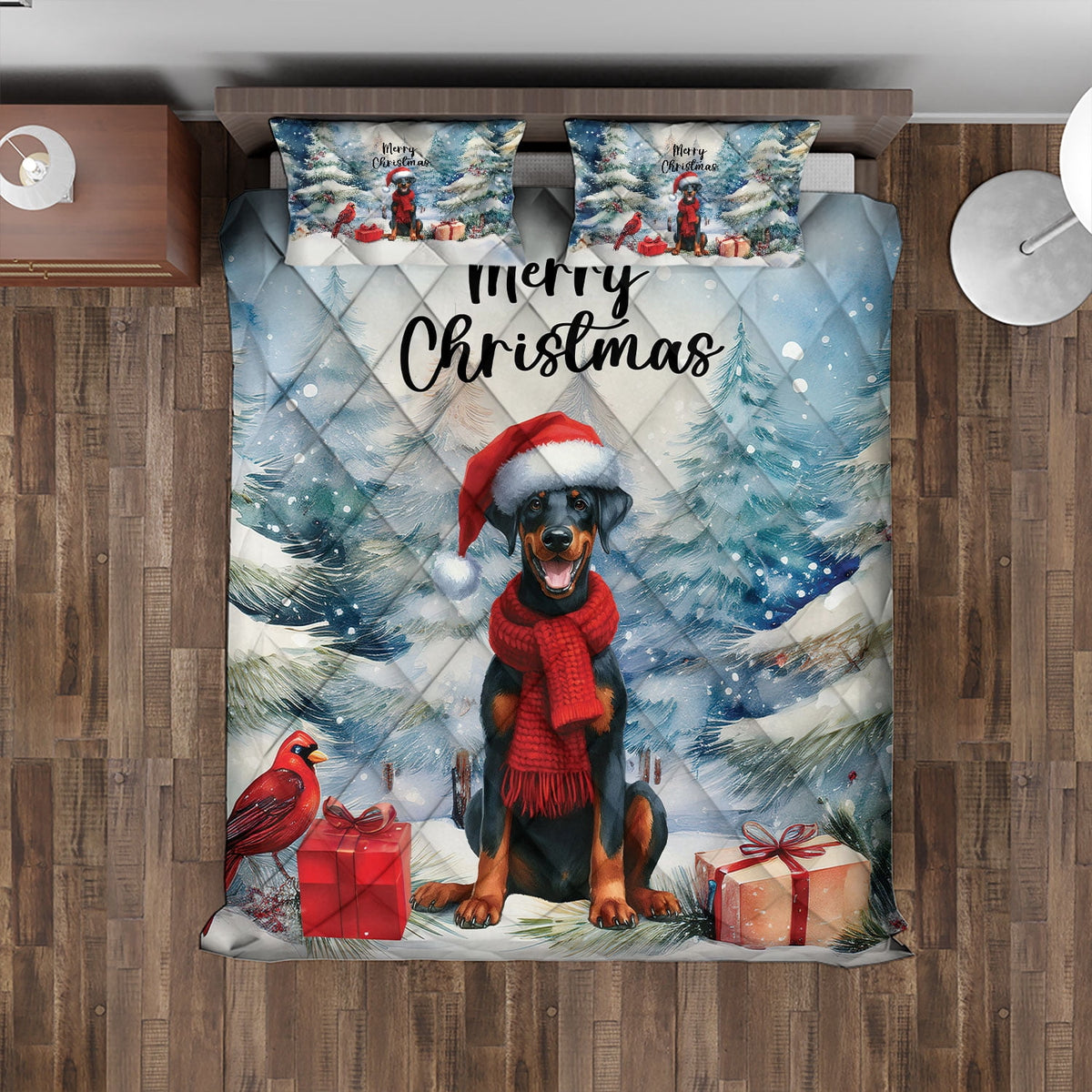 Merry Christmas French Bulldog Enjoys Woofmas Winter Xmas Holiday Quilt Bedding Set Dog Lover Gifts 1 Blanket Bed Cover 2 Pillowcases - 02022