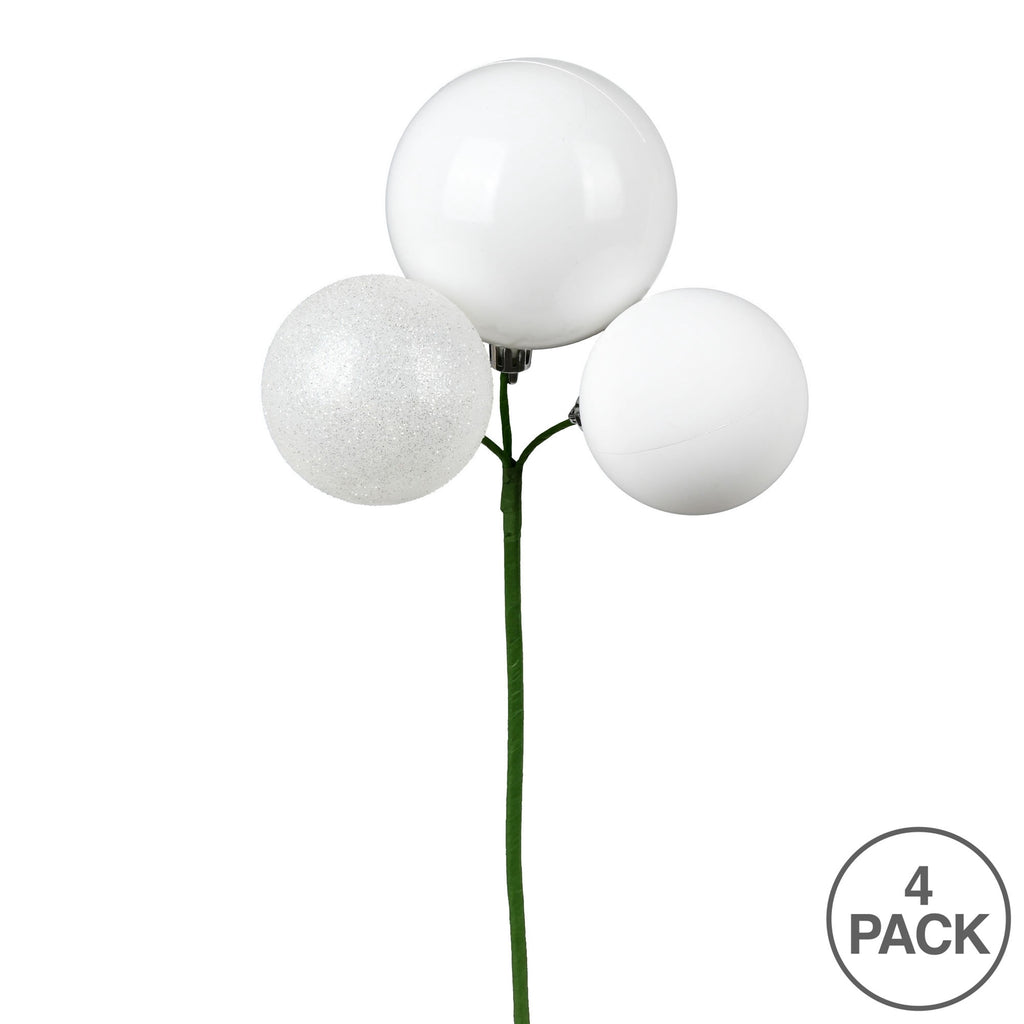 Vickerman 18" Coral Ball Ornament Christmas Pick, 4 per set