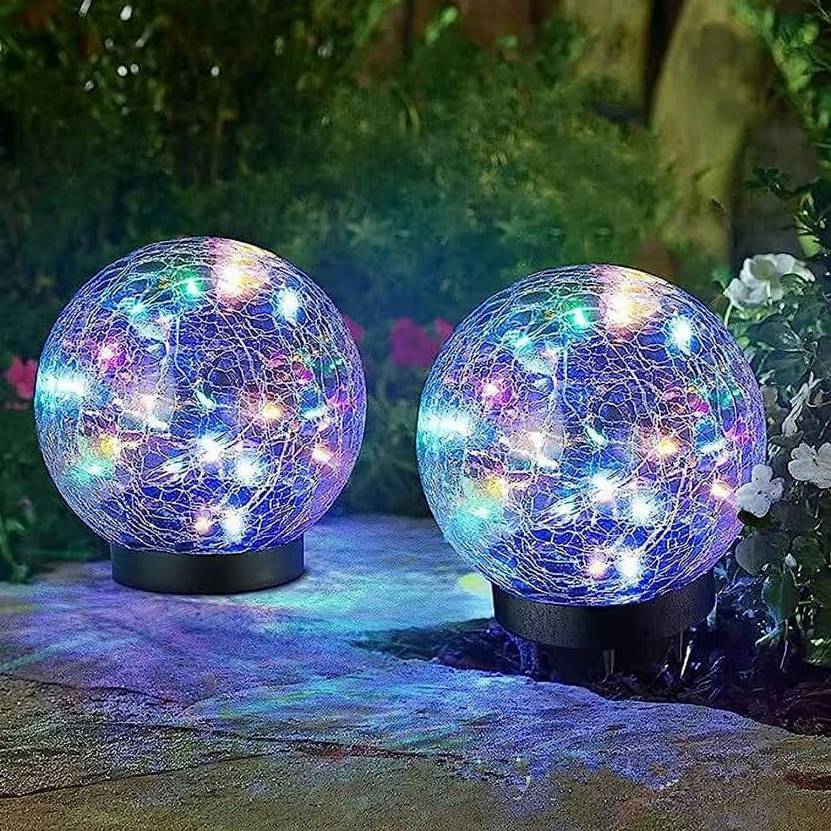 LINLIN Crackle Glass Ball Lights, Globes Solar Garden Lights Waterproof Auto ON/Off for Flowerbed Path Patio Lawn Christmas Ornaments Lights