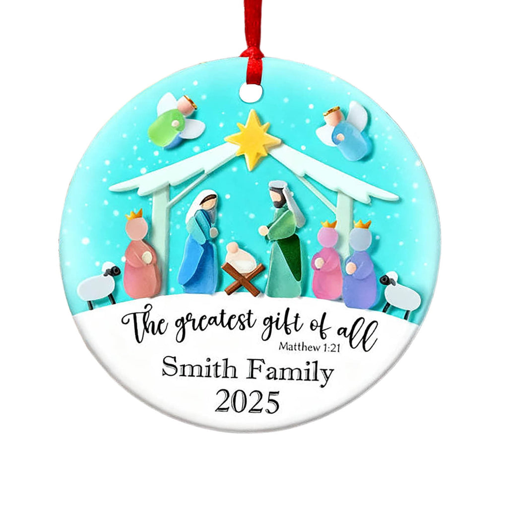 Lunxisen 1 Pcs Sea Glass Nativity: Jesus’ Birth Christmas Ornament,Coastal Inspired Sea Glass Nativity Ornament,Handmade Nativity Scene, with Shells and Starfish