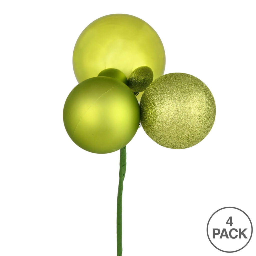 Vickerman 18" Coral Ball Ornament Christmas Pick, 4 per set