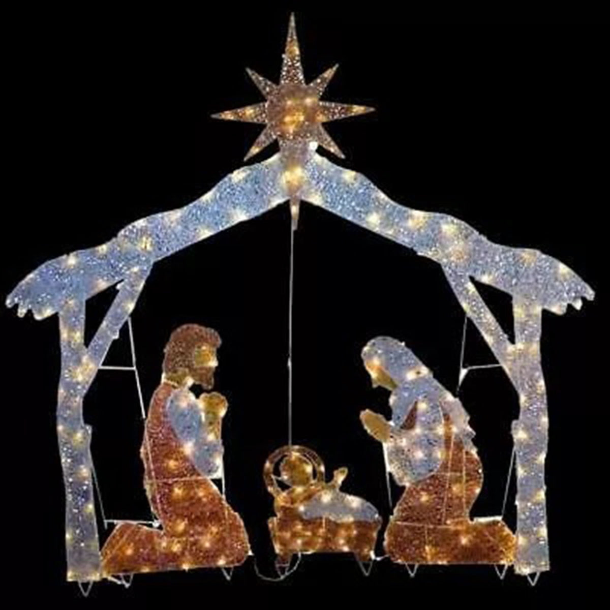 Whoamigo Christmas Nativity Scene Ground Insert Card Stake with LED Lights