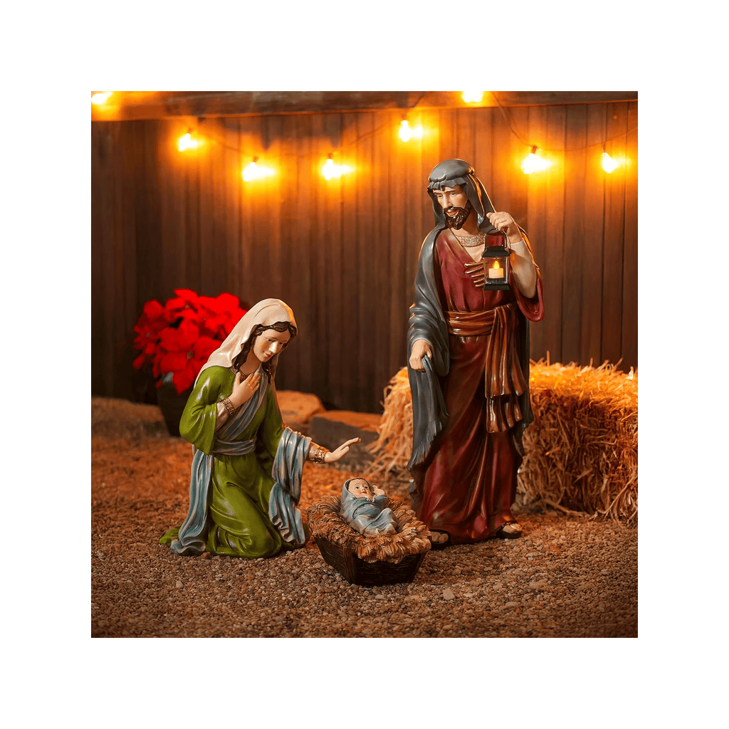 Evergreen 3-Piece Mary, Joseph and Baby Jesus Nativity Outdoor Safe Garden Set