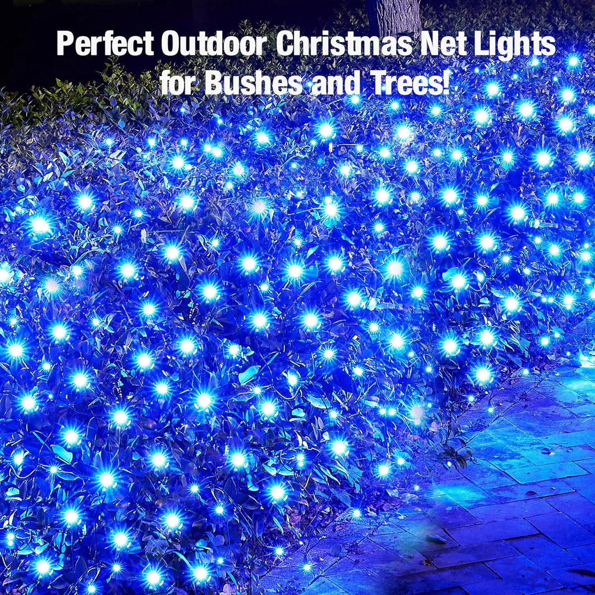Christmas Net Lights Outdoor, 192 LED 9.8Ft x 6.6Ft Net Lights, Waterproof Christmas Outdoor Mesh Lights for Tree Bushes Holiday Party Garden, Holiday Wedding Party Decorations