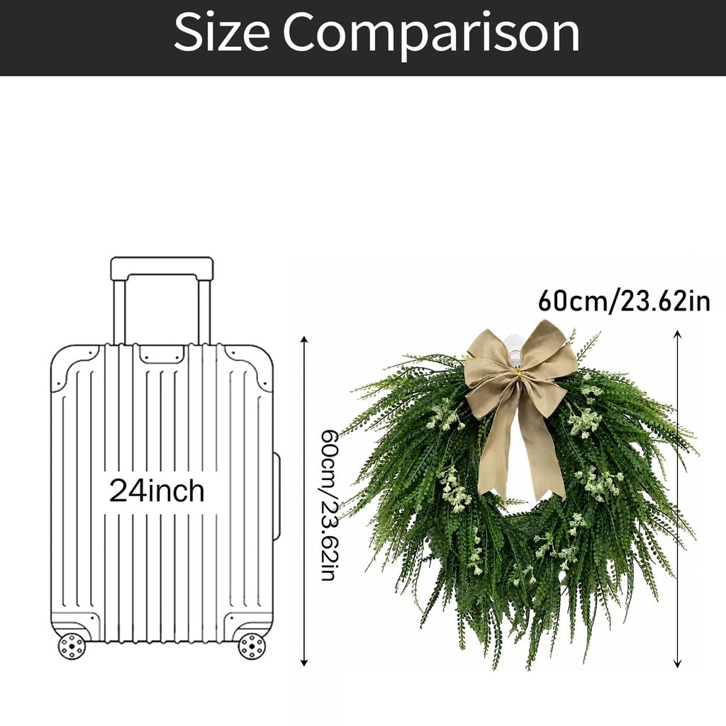 THOPBPRK Artificial Cedar Half Wreath for Front Door Christmas Decorations DIY Holiday with Bow Winter Hanging Ornament for Wall Window Home Decor, 23.6" A
